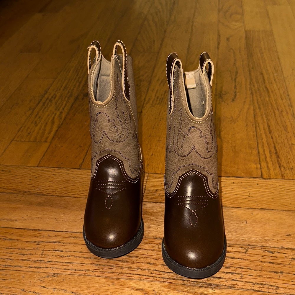 Baby Deer Brown and Tan Kids Cowboy Boots